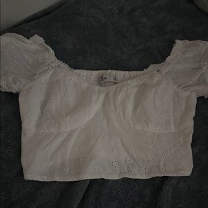 Hollister White Eyelet Puff Sleeve Blouse